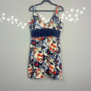 Patagonia Margot Sleeveless Dress Dew Drop Floral Organic Cotton Blue XL
